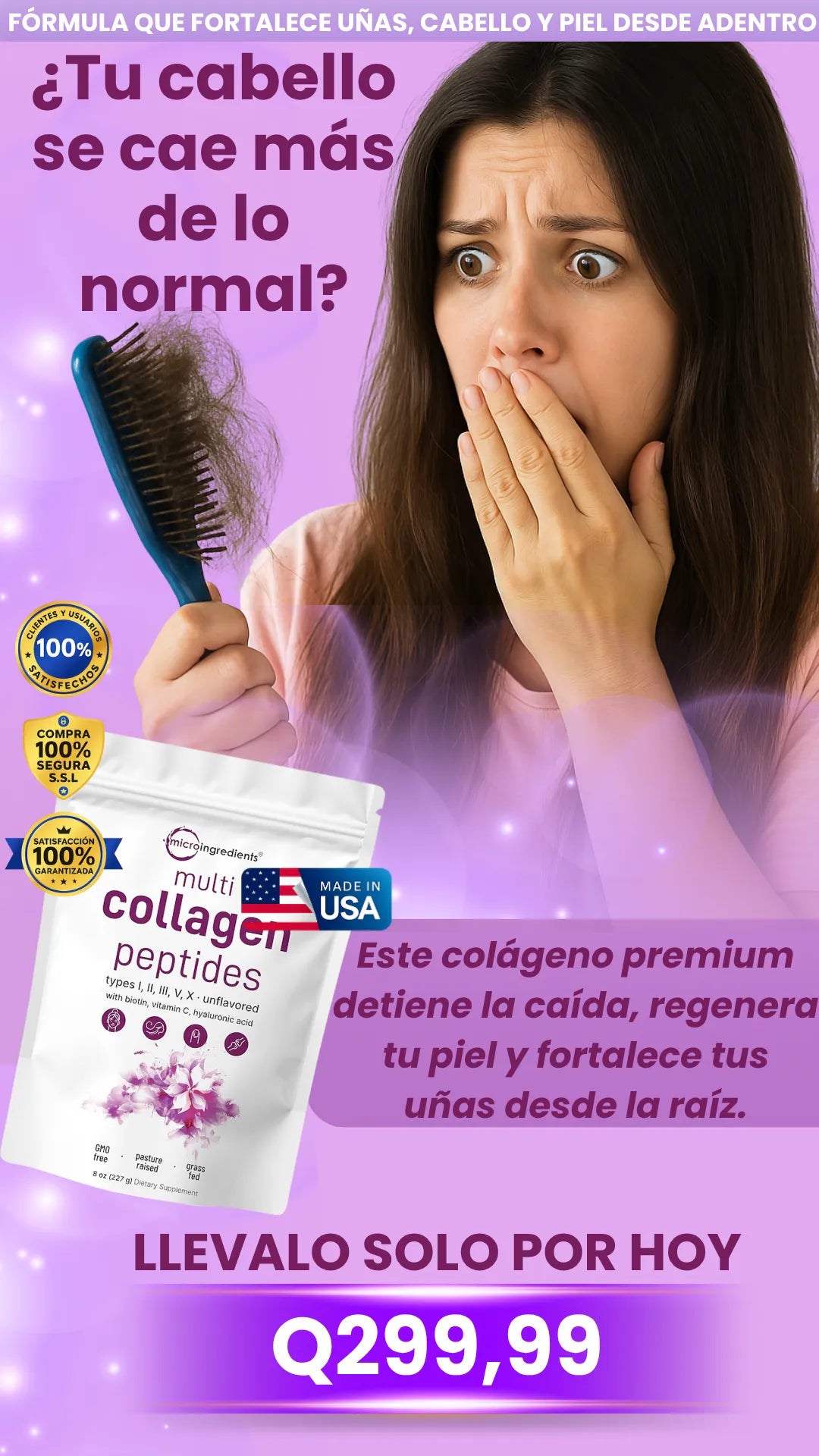 Multicolágeno 8 en 1 | Detén la caída del cabello y repara tus uñas.